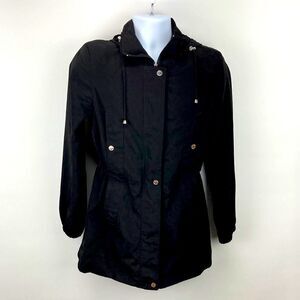 Calvin Klein Pea Coat Zip Up Button Hooded Women’s Size Small
